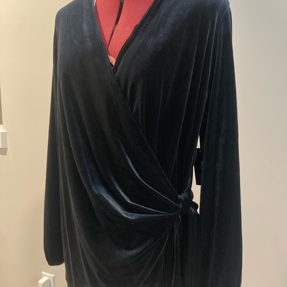 Elegant Black Velvet Wrap Blouse